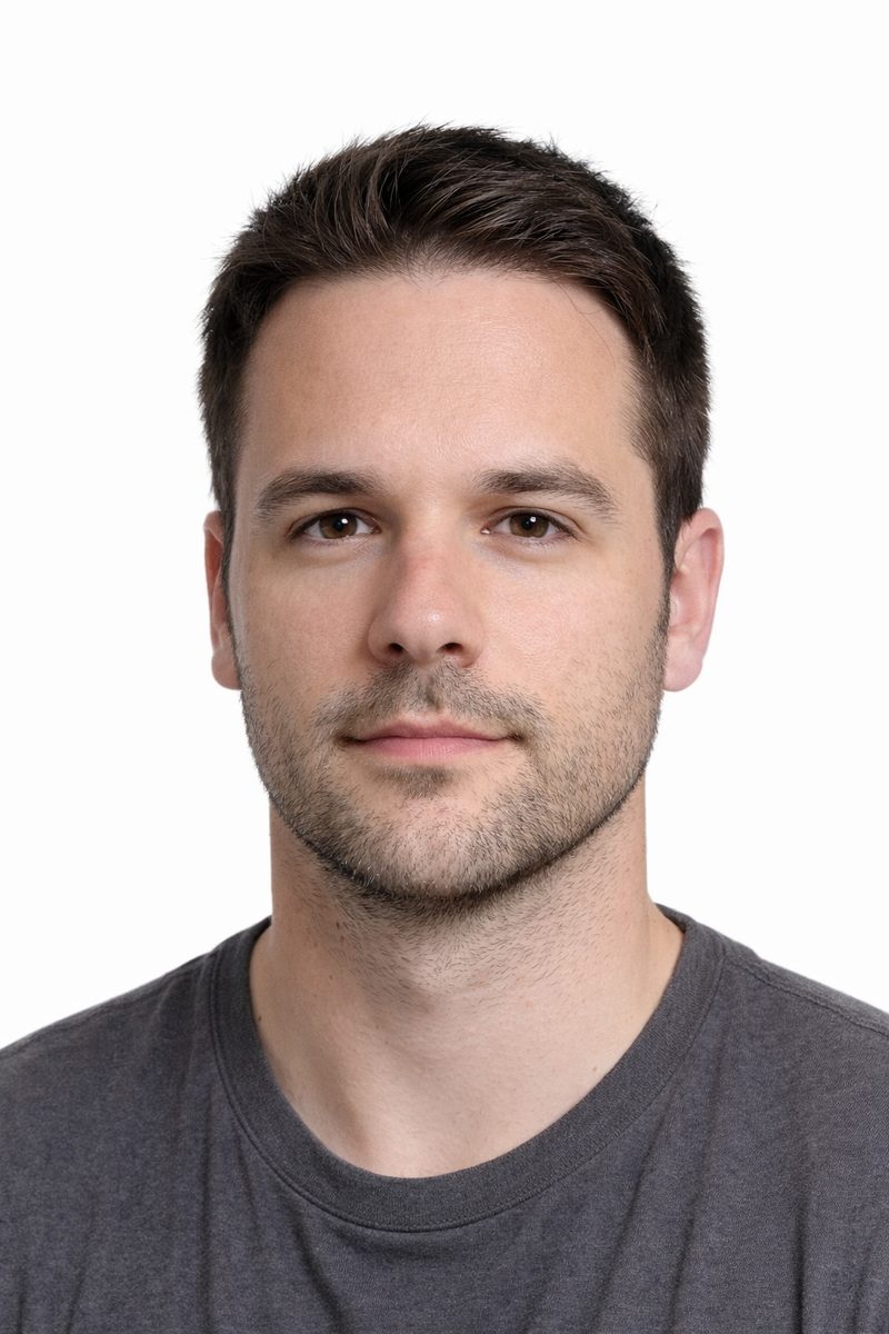 Passport photo with corrected lighting